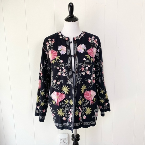 VTG Bedford Fair Embroidered Jacket Sz 1X W Floral Dark Romantic Y2K Fairy Boho - Picture 1 of 16